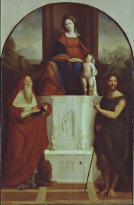 Madonna and Child enthorned with the saints Jerome and John the Baptist