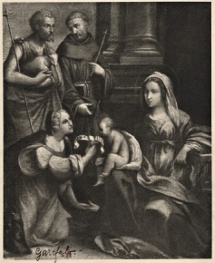 Madonna and Child with unknown female martyr saint and saints John the Baptist and Francis