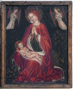 Madonna of Humility in adoration of the Christ Child and angels