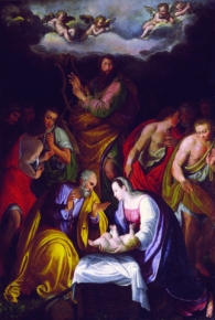Adoration of the shepherds with the prophet David