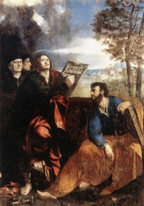 Saints John the Evangelist and Bartolomew with Pontichino Della Sale and Another Man