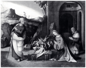 Nativity with a shepherd and angels