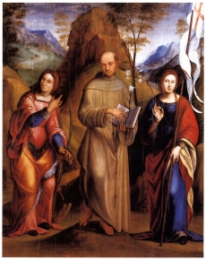Saint Anthony of Padua between saints Catherine of Alexandria and Ursula
