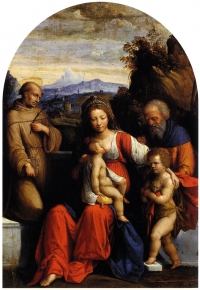 Holy Family with saint Anthony of Padua and Infant saint John the Baptist
