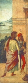 Two men near a column (fragment)